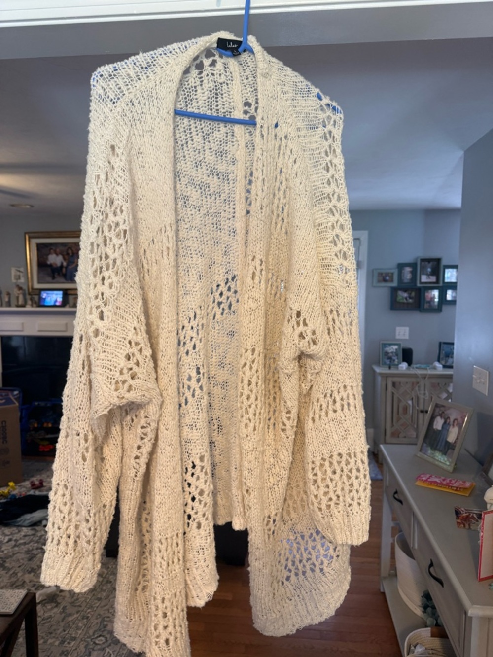 Lulu's Cream Open-Weave Crochet Cardigan